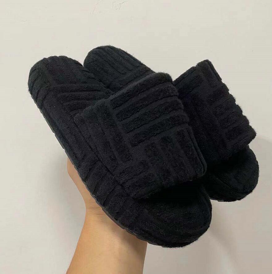 Luxury Brand Peep Toe Thick Sole Women Slippers Green Corduroy Flat Outwear Ladies Slides Summer Autumn Runway Flip Flops Women