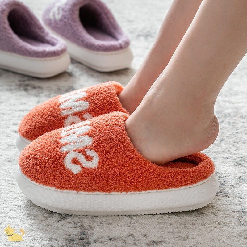 Women Men Fluffy Slippers Winter Warm Cotton Shoes Cute Bear 4cm High Heel Home Indoor Bedroom Creepers Girls Boys Fur Slides