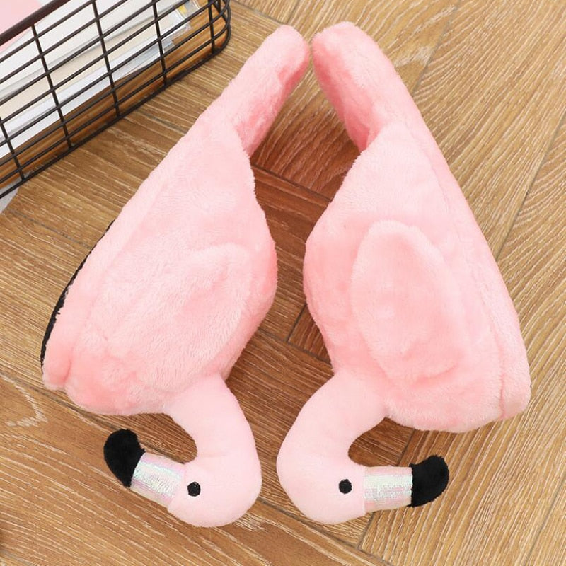 Winter lovely Home Slippers Chausson Shoes Women Flamingo slippers pantuflas unicornio pantoufle femme Warm Cotton Shoes hy24